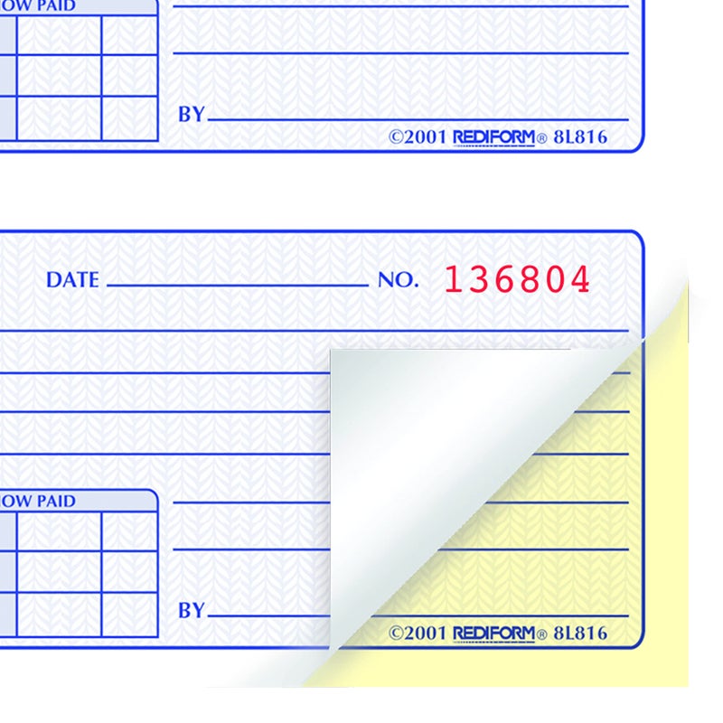 RediformÂ® Money Receipt Book, Carbonless, 400 Numbered Duplicates, 4/Page, 11" x 7.625" (RED8L816) (8L816) - Image 3